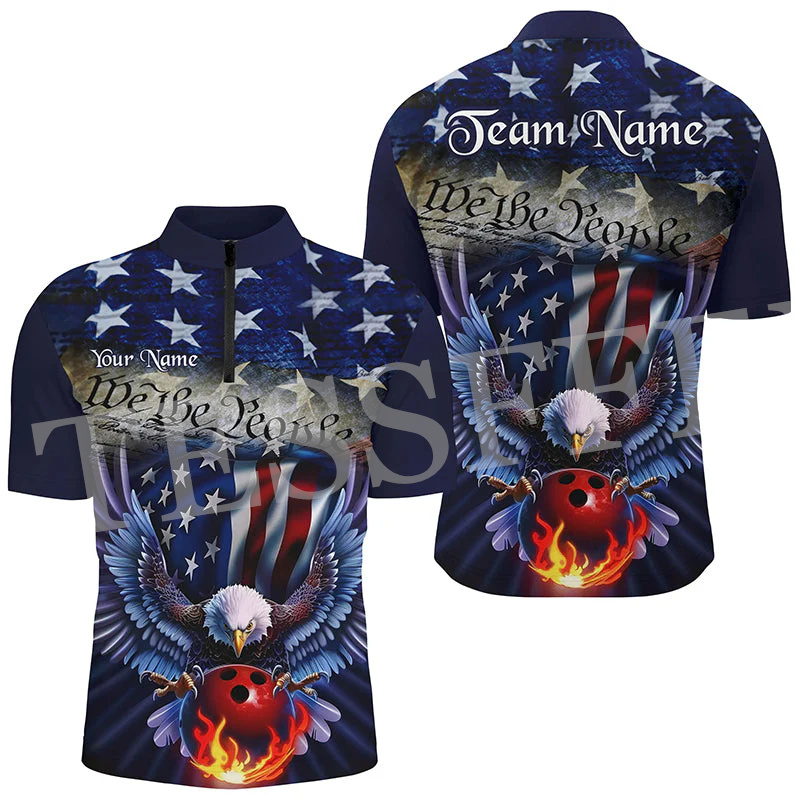 Short Sleeve Bowling Shirt Retro - قمصان بولو جيرسي بسحاب مخصص ،