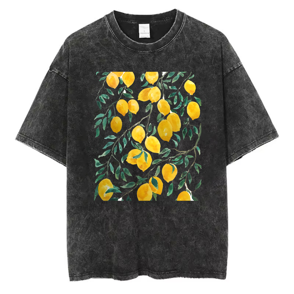 Acid Wash Vintage Graphic T Shirt - تي شيرت رجالي قطني مغسول بتصميم