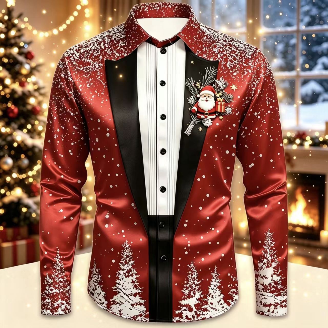Men Christmas Satin Long Sleev - مراجعة Mens Satin Silk Dress Shirt وسعره