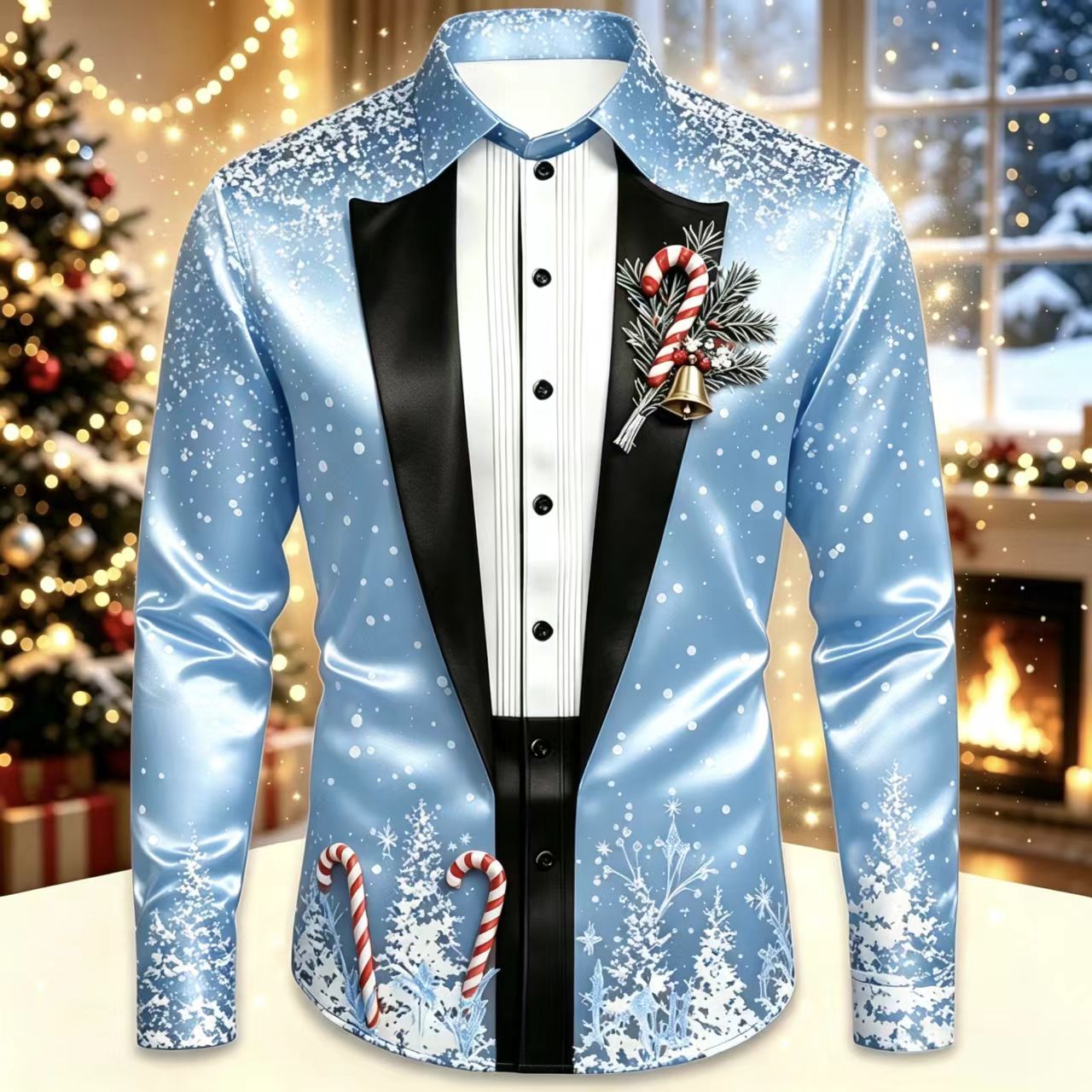 Men Christmas Satin Long Sleev - مراجعة Mens Satin Silk Dress Shirt وسعره
