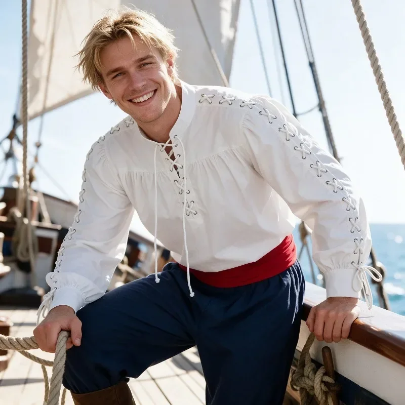 قميص قراصنة من العصور الوسطى ل - مراجعة Medieval Gothic Lace Up Pirate Shirt وسعره