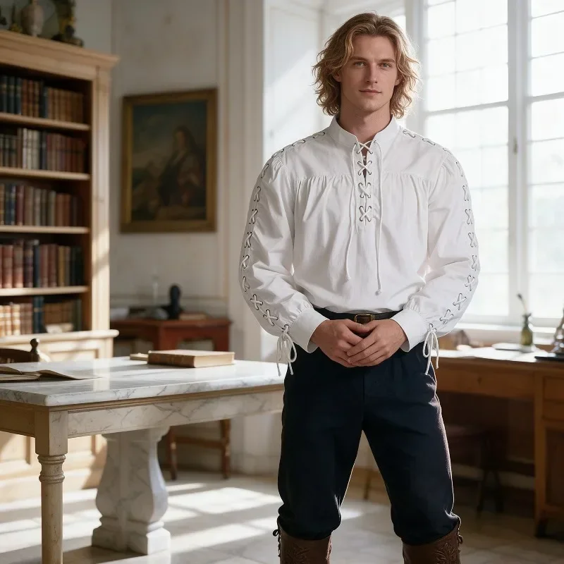 قميص قراصنة من العصور الوسطى ل - مراجعة Medieval Gothic Lace Up Pirate Shirt وسعره