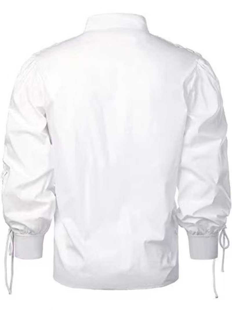 قميص رجالي كلاسيكي بأكمام طويل - مراجعة Medieval Gothic Lace Up Pirate Shirt وسعره