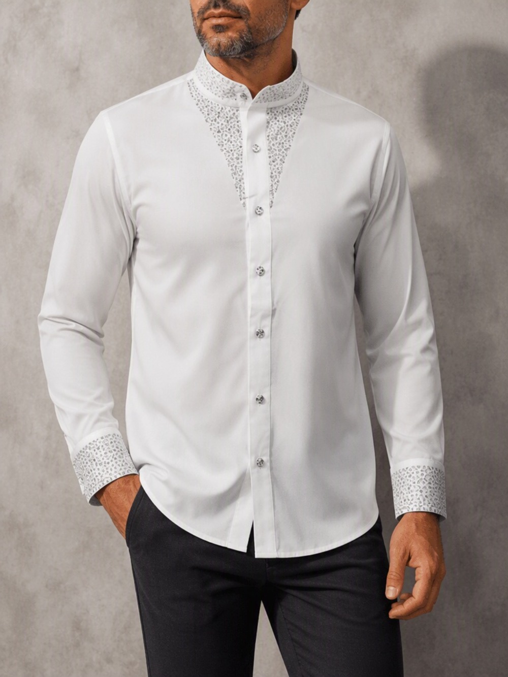 قميص رجالي أنيق وعصري، مناسب ل - مراجعة Mandarin Collar Formal Shirt Slim Fit وسعره