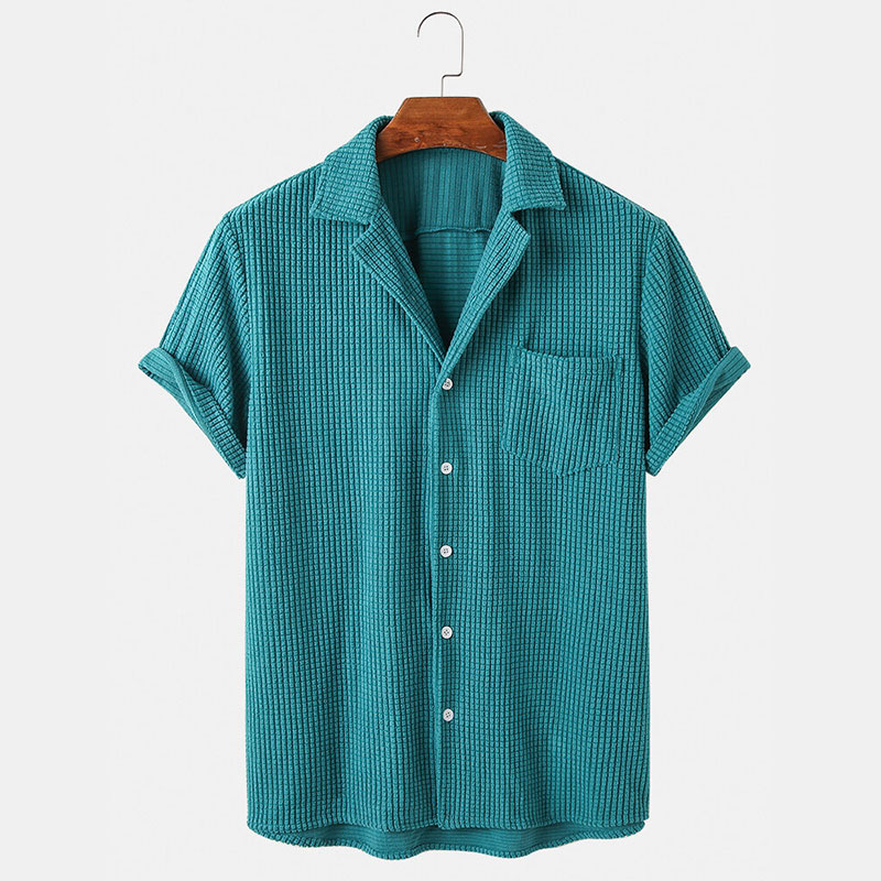 ملابس الصيف الرجالية الفاخرة س - مراجعة Corduroy Button Up Shirt Men وسعره