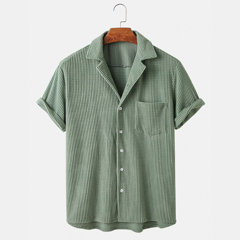 ملابس الصيف الرجالية الفاخرة س - مراجعة Corduroy Button Up Shirt Men وسعره