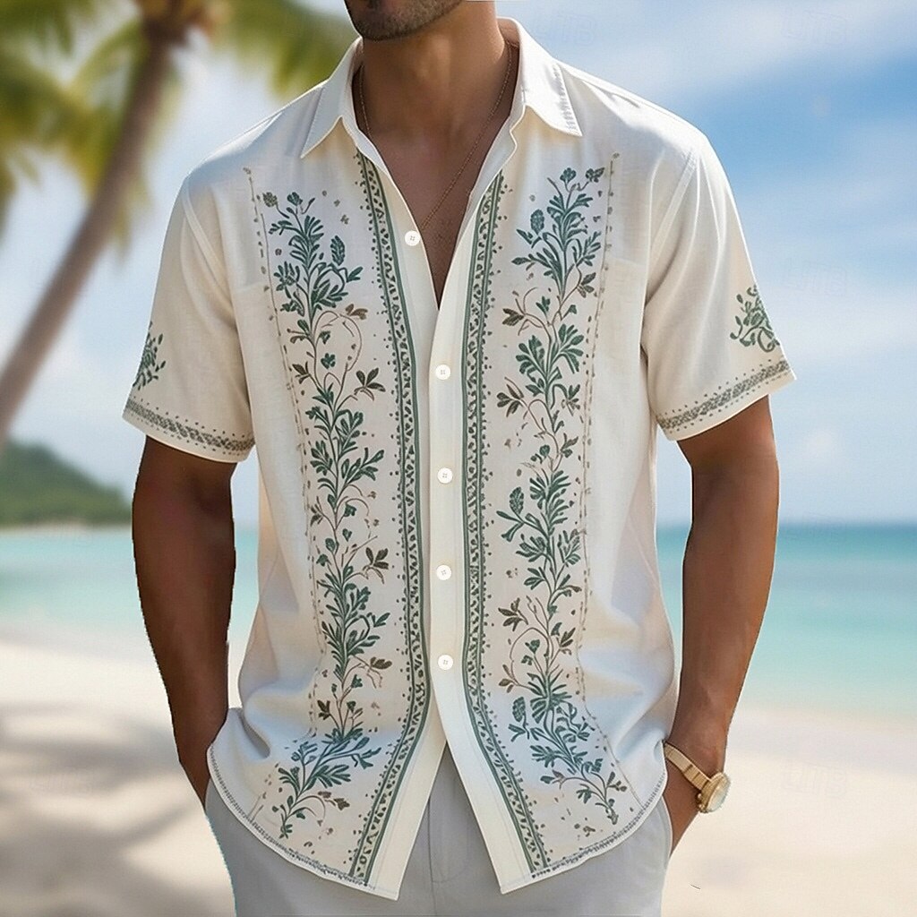 قميص هاواي رجالي بطباعة ثلاثية - مراجعة Vintage Hawaiian Floral Shirt وسعره