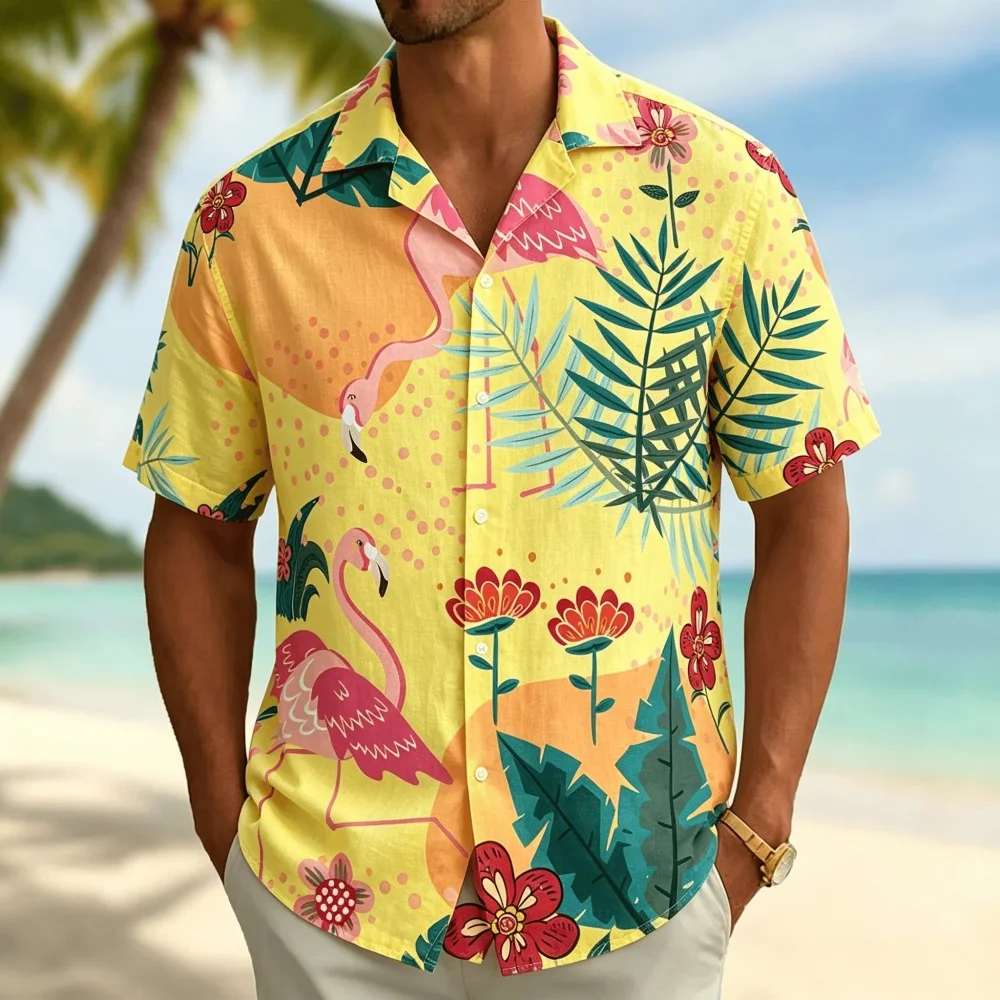 قميص رجالي بأكمام قصيرة بنقشة  - مراجعة Vintage Hawaiian Floral Shirt وسعره