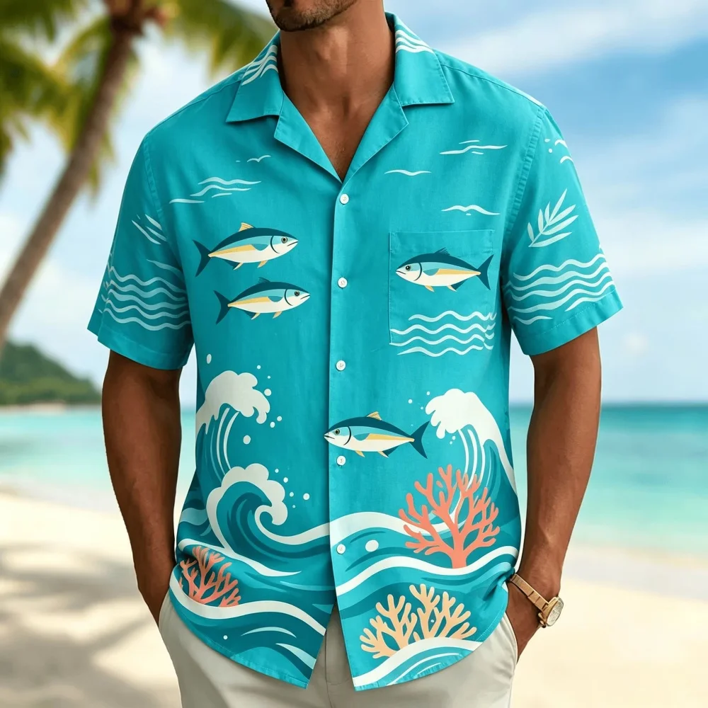 قميص رجالي بأكمام قصيرة بنقشة  - مراجعة Vintage Hawaiian Floral Shirt وسعره