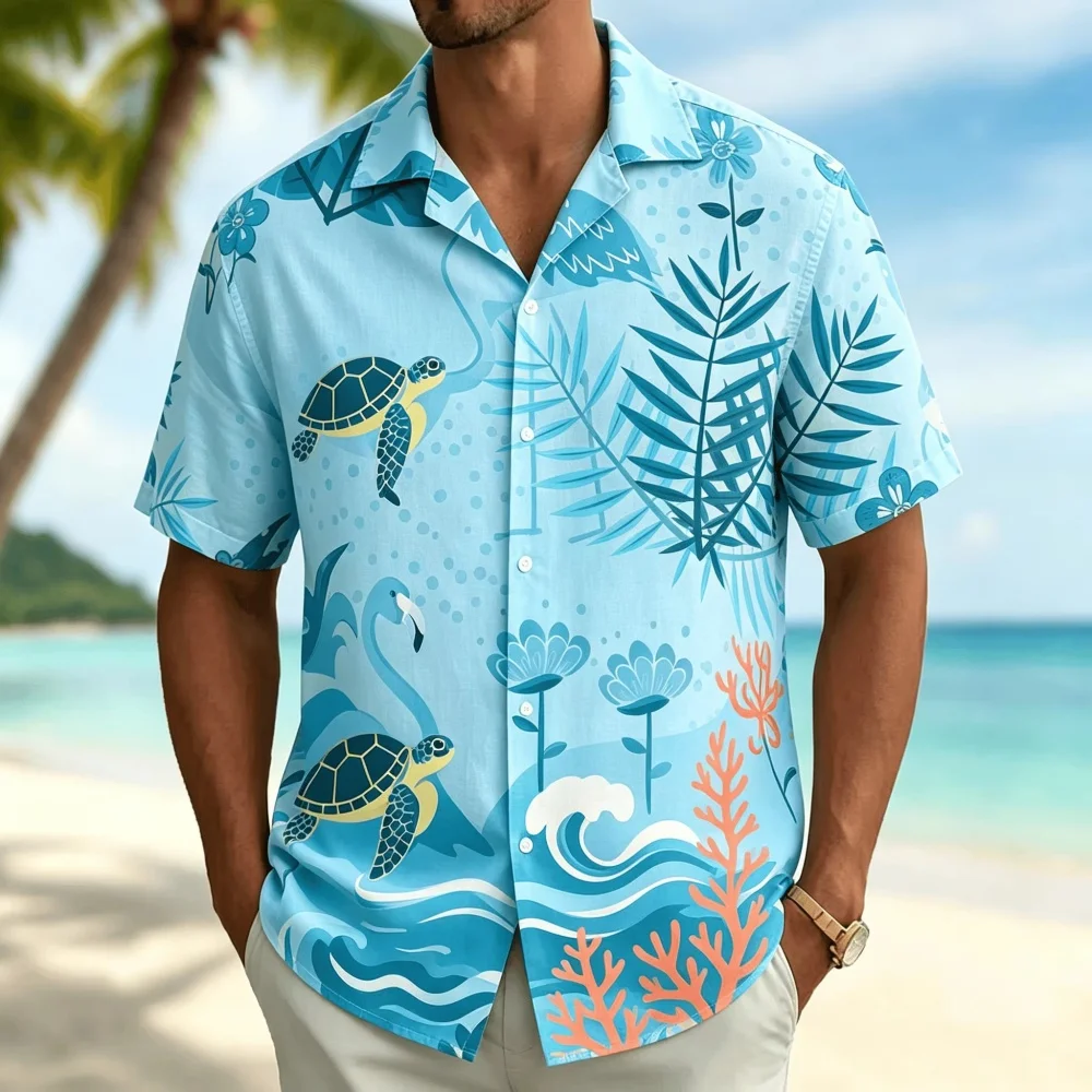 قميص رجالي بأكمام قصيرة بنقشة  - مراجعة Vintage Hawaiian Floral Shirt وسعره