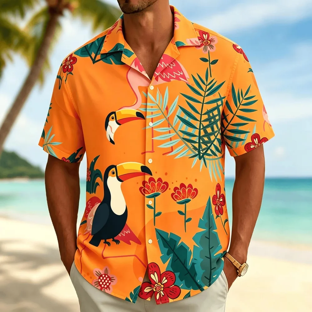 قميص رجالي بأكمام قصيرة بنقشة  - مراجعة Vintage Hawaiian Floral Shirt وسعره